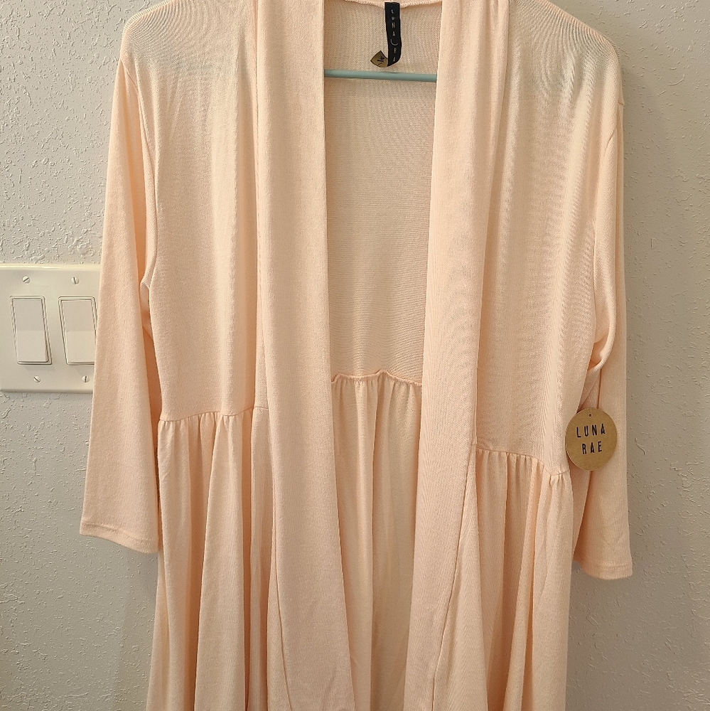 Pale Blush Open Frony Knit Cardigan